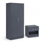 Highbury 2 Door Double Wardrobe & 1 Drawer Bedside 2 Piece Bedroom Set
