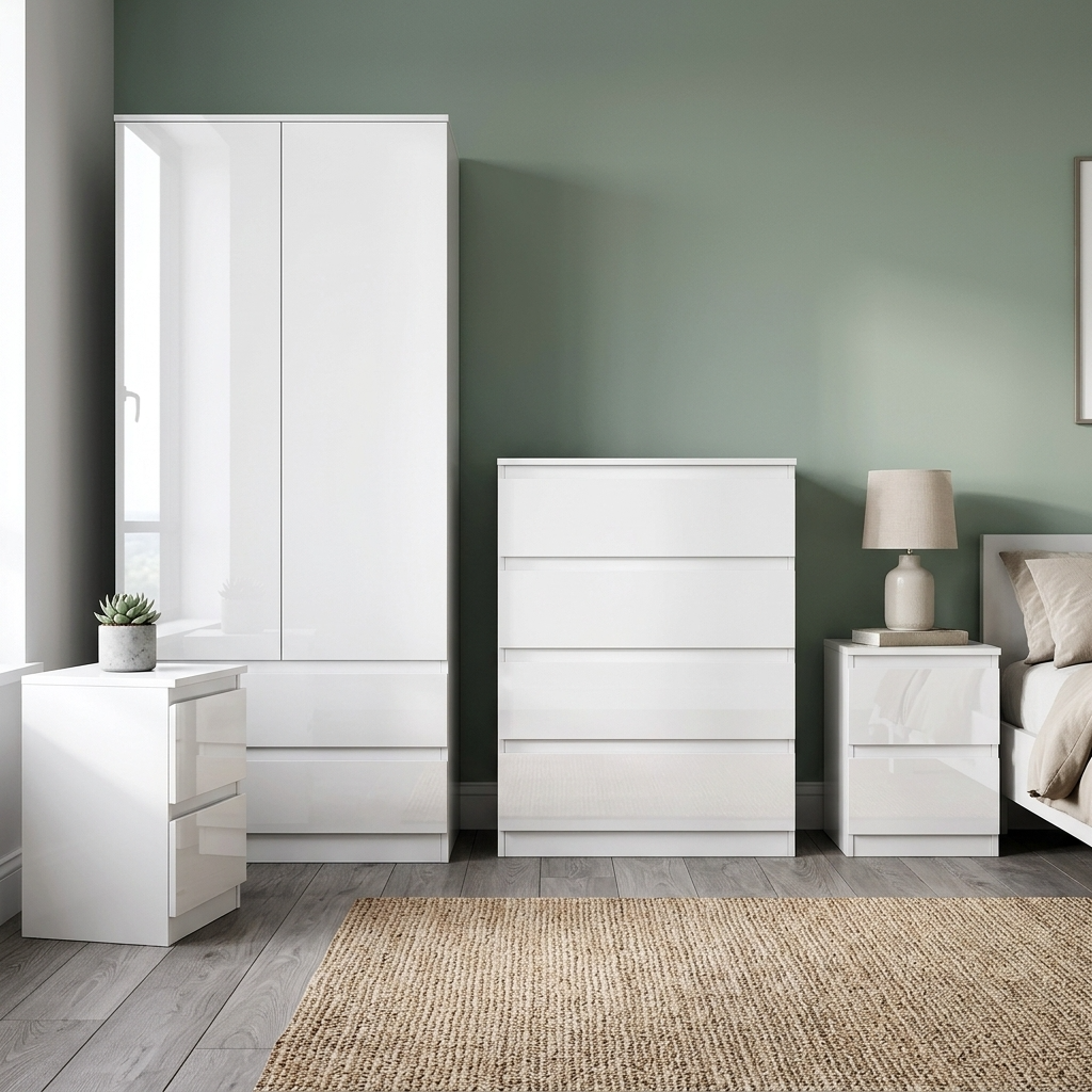 Soho 2 Door Wardrobe, 4 Drawer Chest & Bedside Tables 4 Piece Bedroom Set
