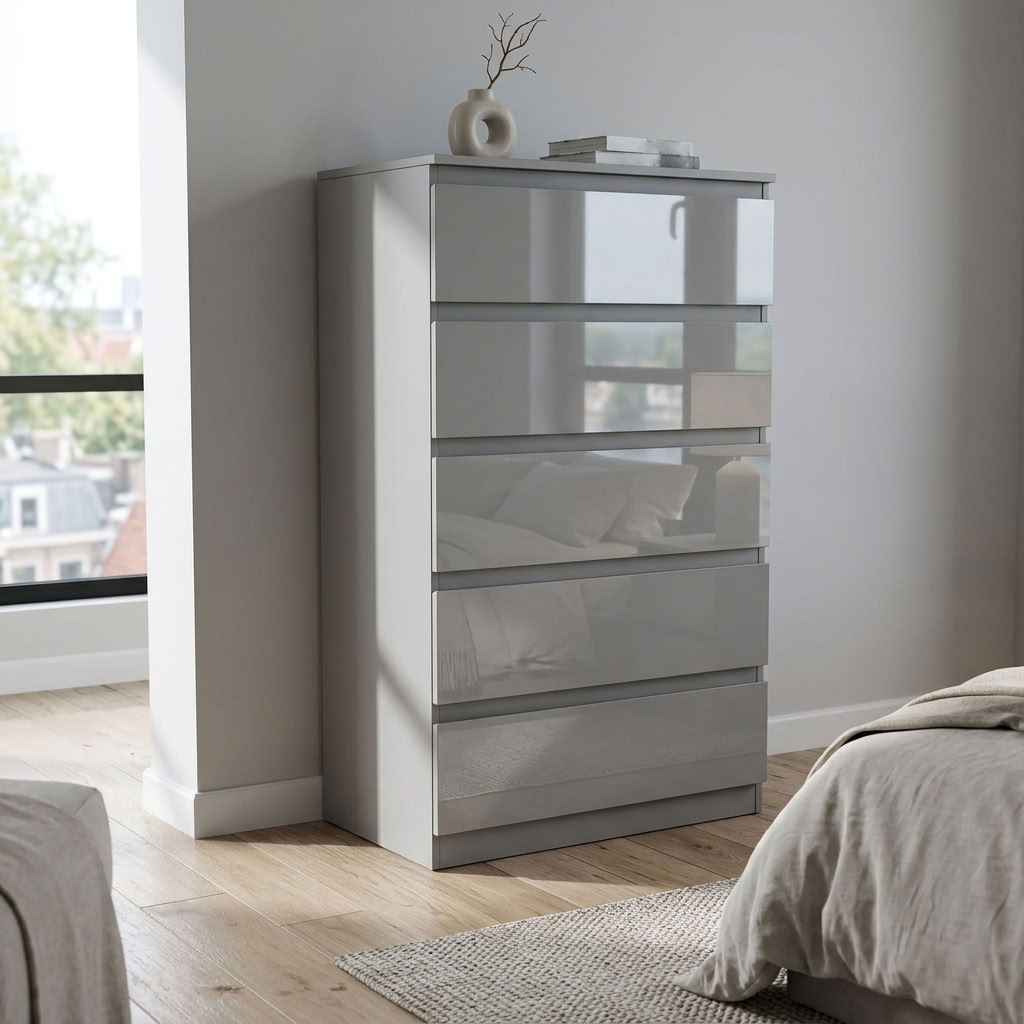 Soho 2 Door Wardrobe, 5 Drawer Chest & Bedside Tables 4 Piece Bedroom Set