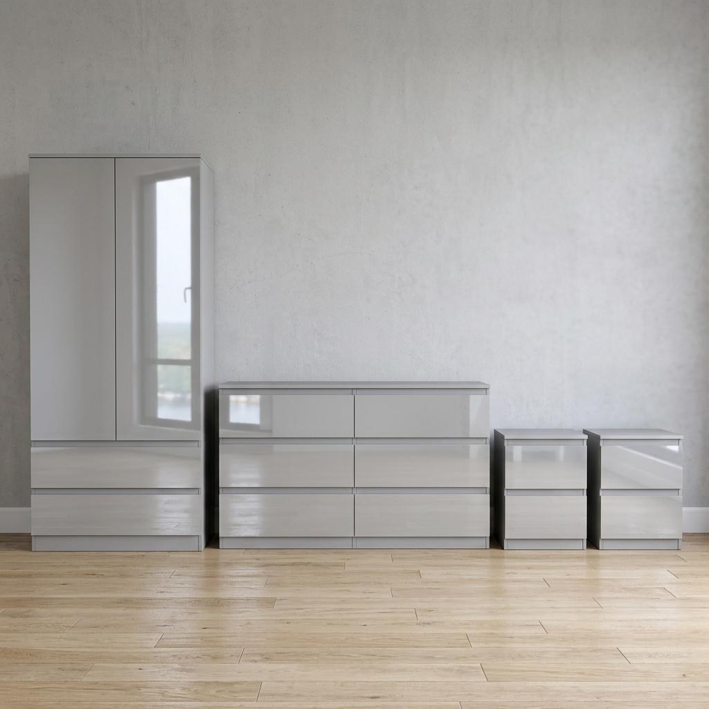 Soho 2 Door Wardrobe, 6 Drawer Chest & Bedside Tables 4 Piece Bedroom Set