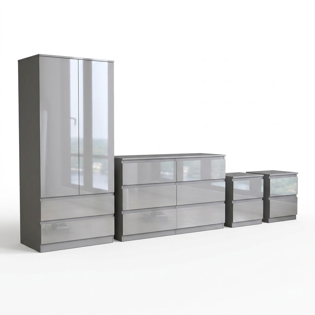 Soho 2 Door Wardrobe, 6 Drawer Chest & Bedside Tables 4 Piece Bedroom Set