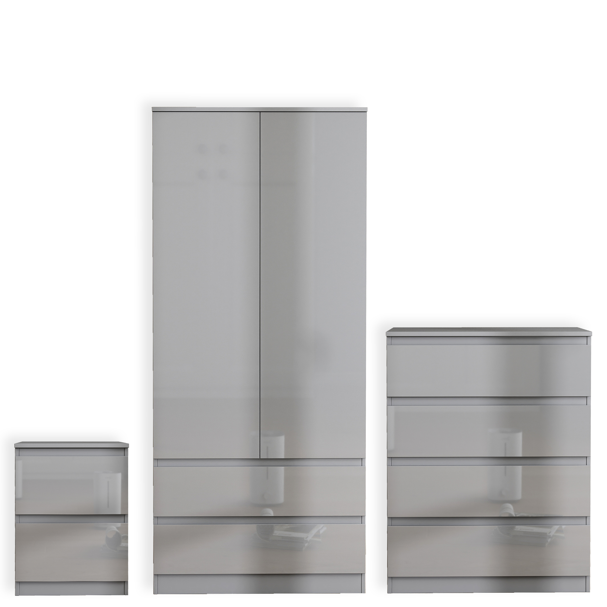 Soho 2 Door Wardrobe & 4 Drawer Chest High Gloss 3 Piece Bedroom Set