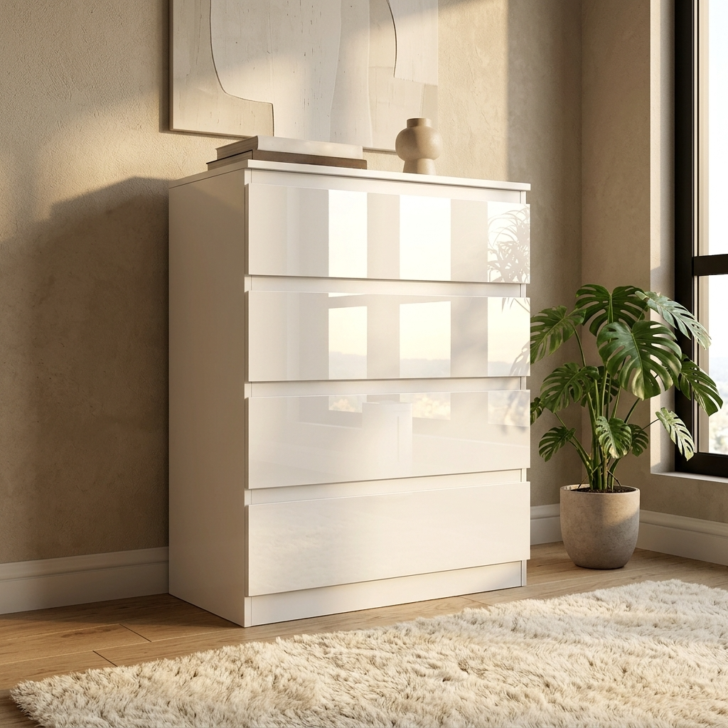 Soho 2 Door Wardrobe & 4 Drawer Chest High Gloss 3 Piece Bedroom Set