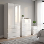 Soho 2 Door Wardrobe & 4 Drawer Chest High Gloss 3 Piece Bedroom Set