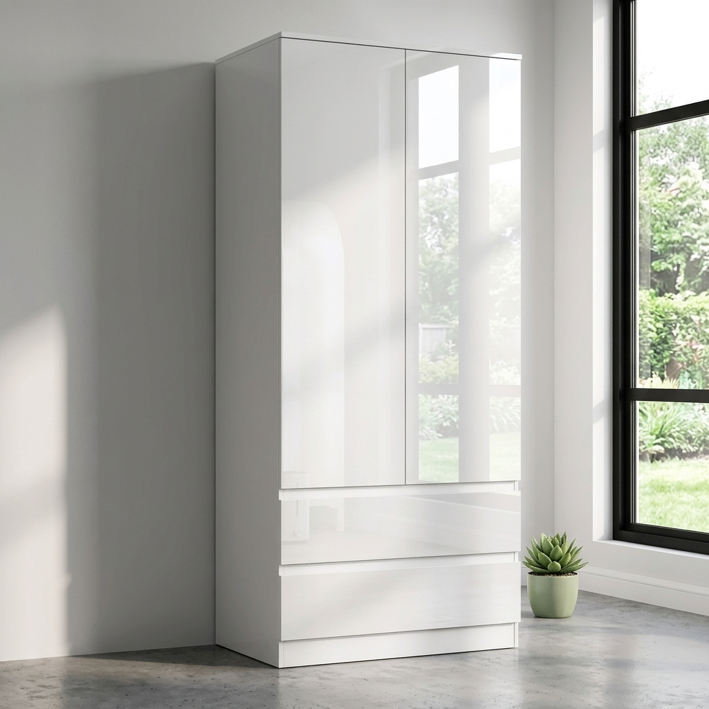 Soho 2 Door Wardrobe & 4 Drawer Chest High Gloss 3 Piece Bedroom Set