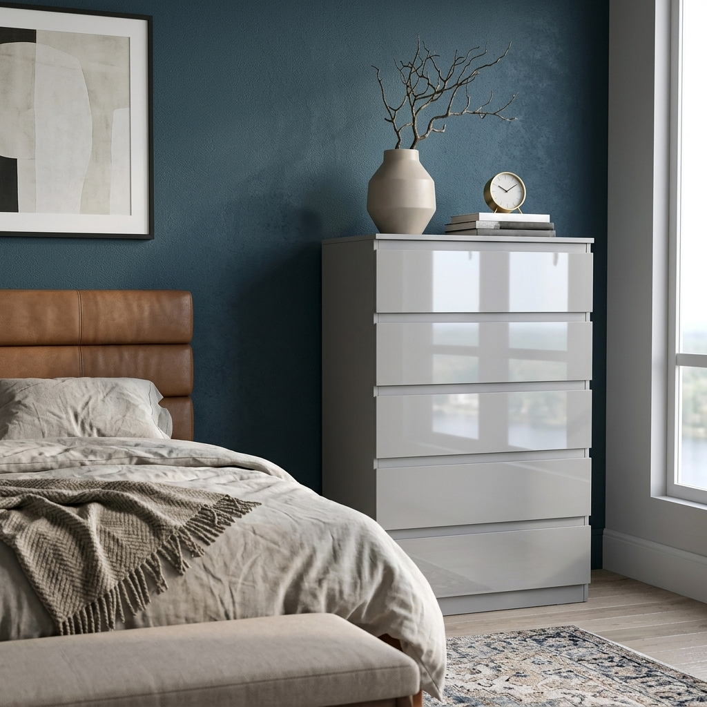 Soho 2 Door Wardrobe & 5 Drawer Chest High Gloss 3 Piece Bedroom Set