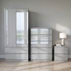 Soho 2 Door Wardrobe & 5 Drawer Chest High Gloss 3 Piece Bedroom Set