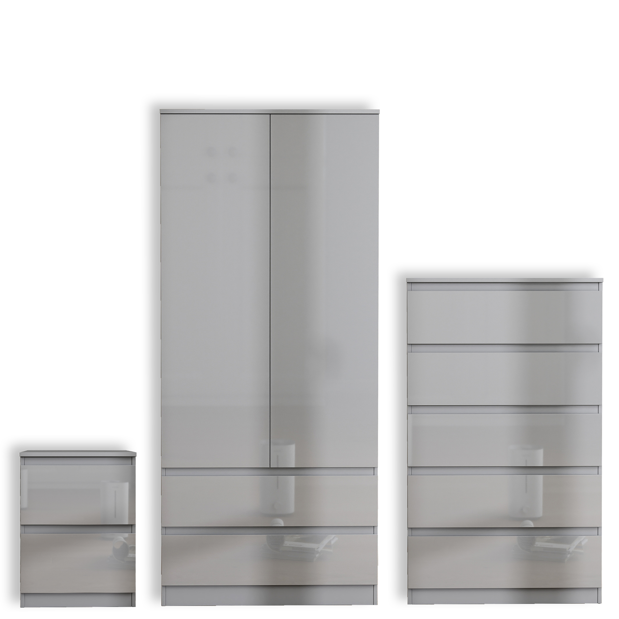 Soho 2 Door Wardrobe & 5 Drawer Chest High Gloss 3 Piece Bedroom Set
