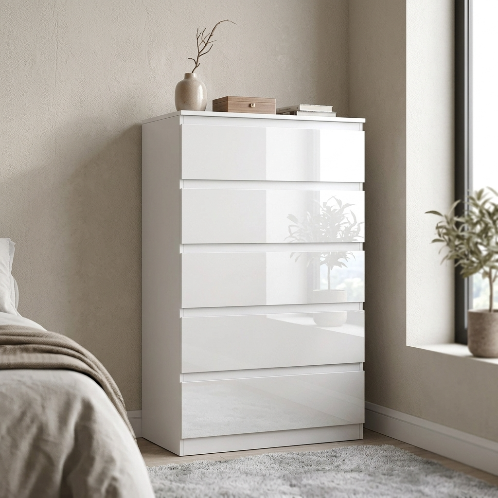 Soho 2 Door Wardrobe & 5 Drawer Chest High Gloss 3 Piece Bedroom Set