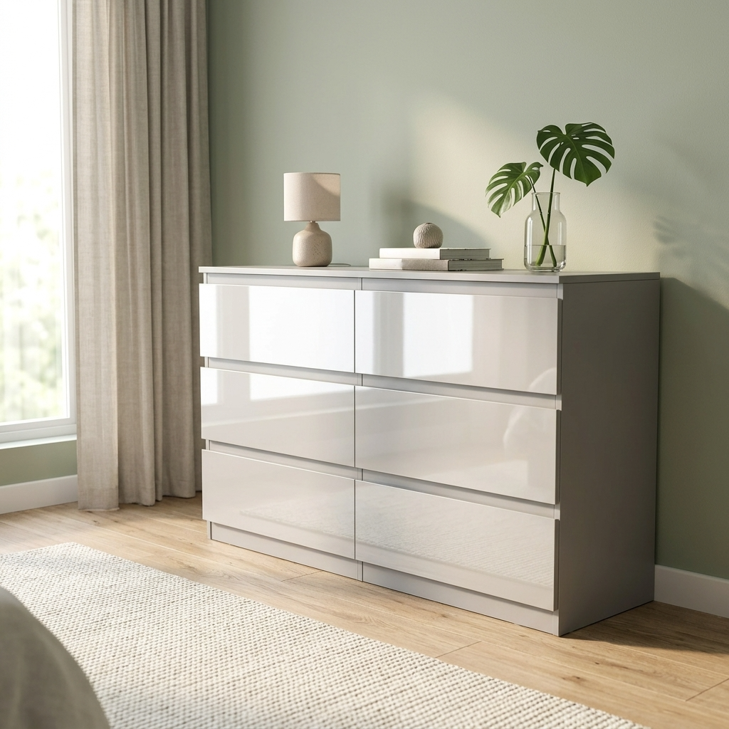 Soho 2 Door Wardrobe & 6 Drawer Chest High Gloss 3 Piece Bedroom Set