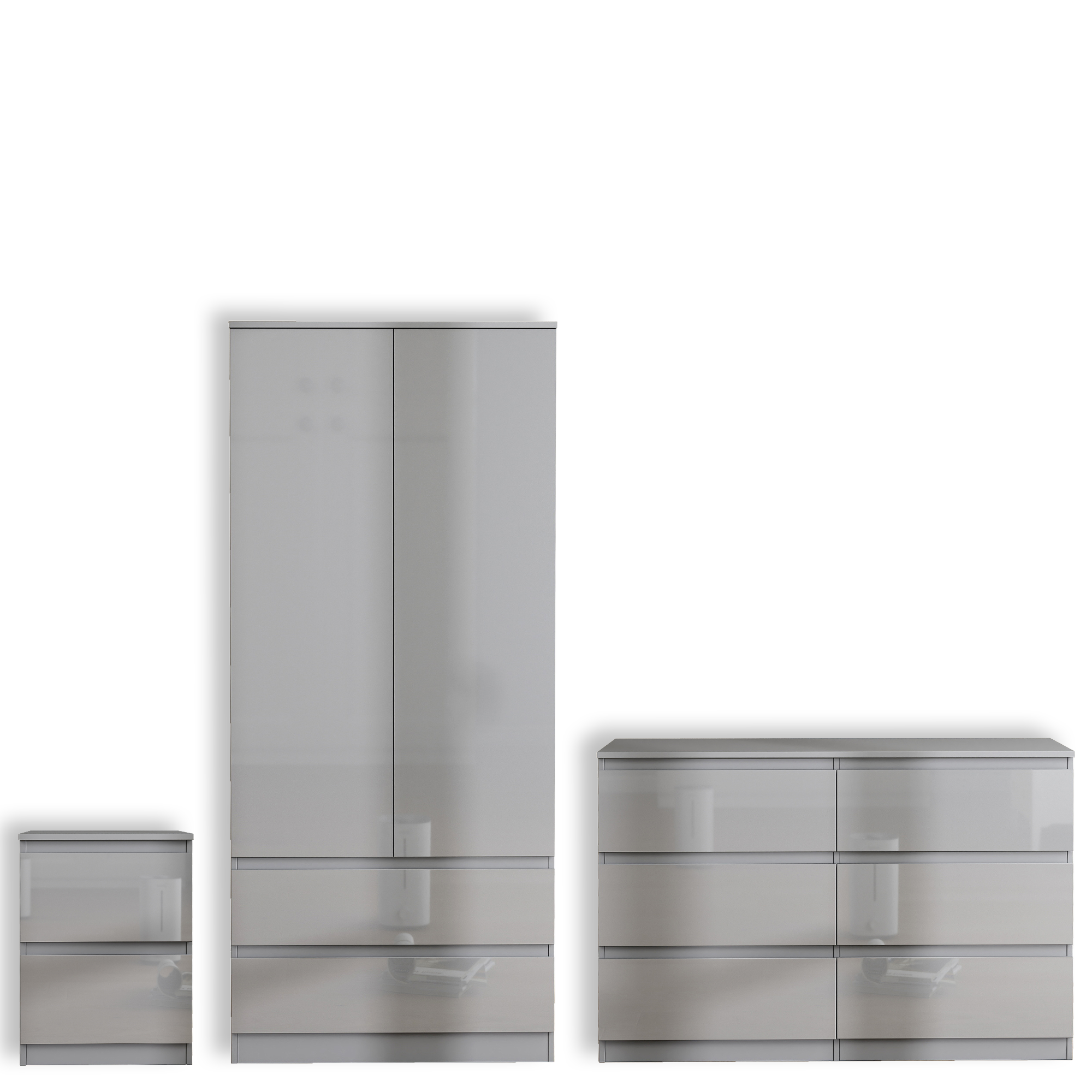 Soho 2 Door Wardrobe & 6 Drawer Chest High Gloss 3 Piece Bedroom Set