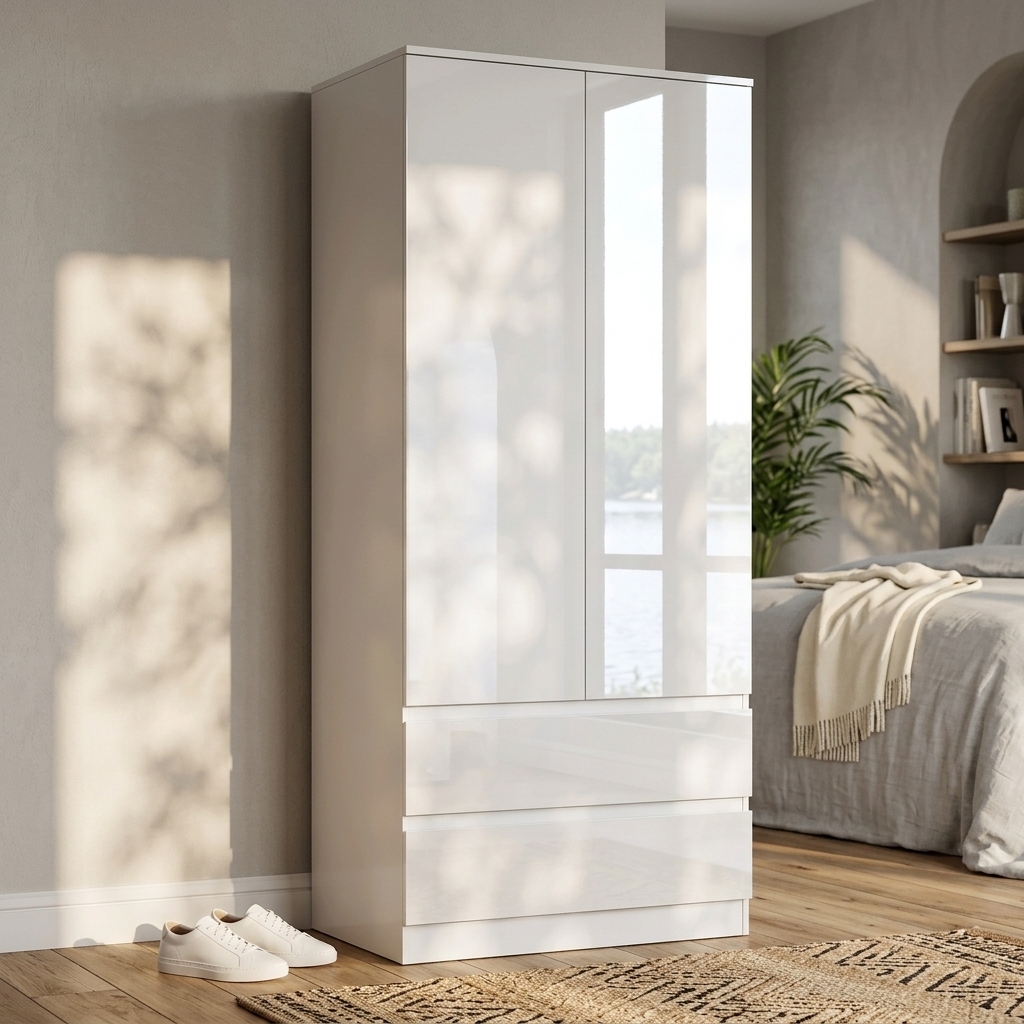 Soho 2 Door Wardrobe & 6 Drawer Chest High Gloss 3 Piece Bedroom Set