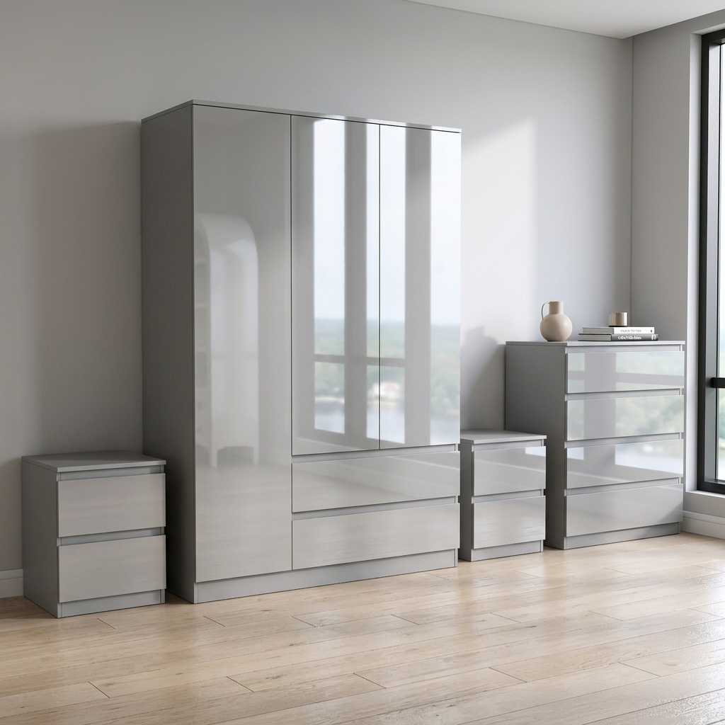 Soho 3 Door Wardrobe, 4 Drawer Chest & Bedside Tables 4 Piece Bedroom Set