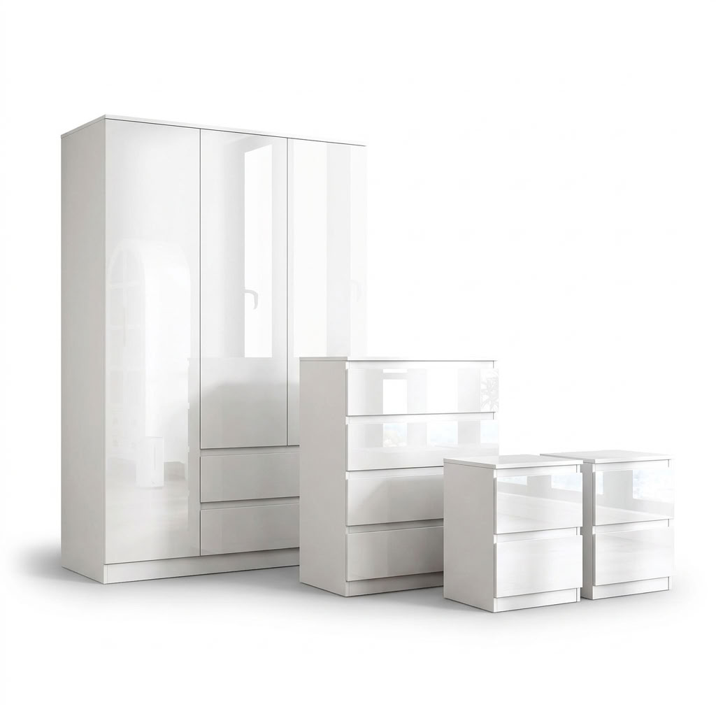 Soho 3 Door Wardrobe, 4 Drawer Chest & Bedside Tables 4 Piece Bedroom Set