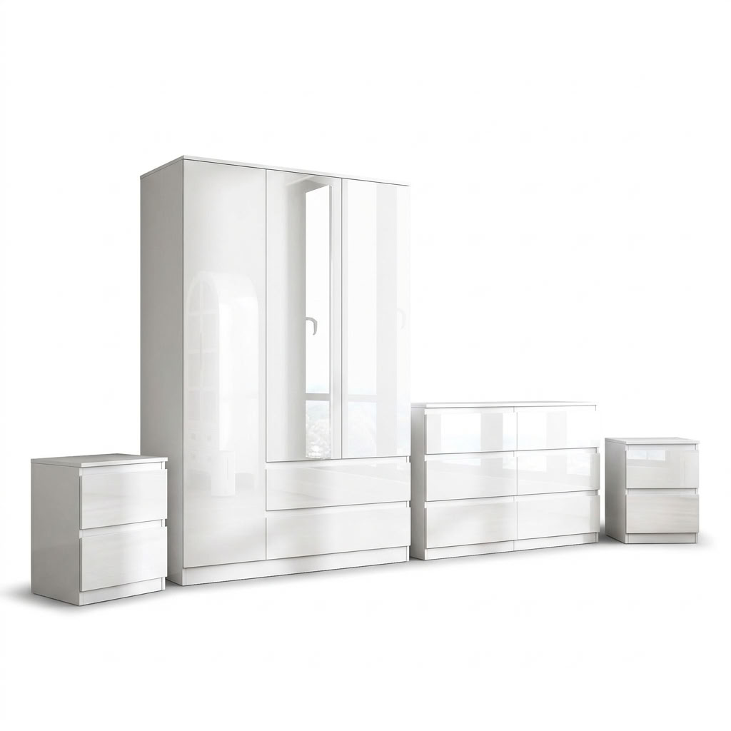 Soho 3 Door Wardrobe, 6 Drawer Chest & Bedside Tables 4 Piece Bedroom Set