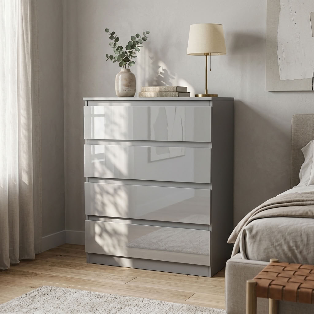 Soho 3 Door Wardrobe & 4 Drawer Chest High Gloss 3 Piece Bedroom Set