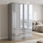 Soho 3 Door Wardrobe & 4 Drawer Chest High Gloss 3 Piece Bedroom Set