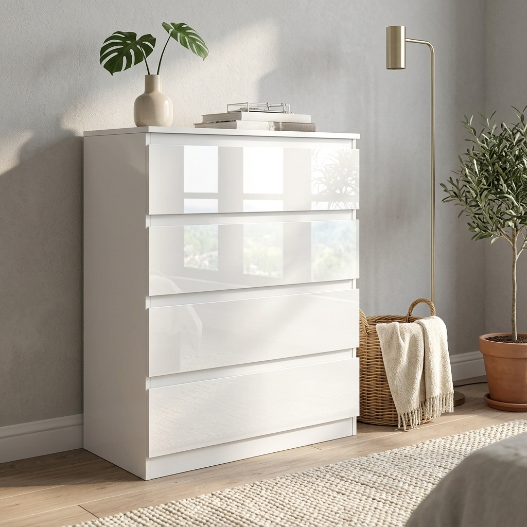 Soho 3 Door Wardrobe & 4 Drawer Chest High Gloss 3 Piece Bedroom Set