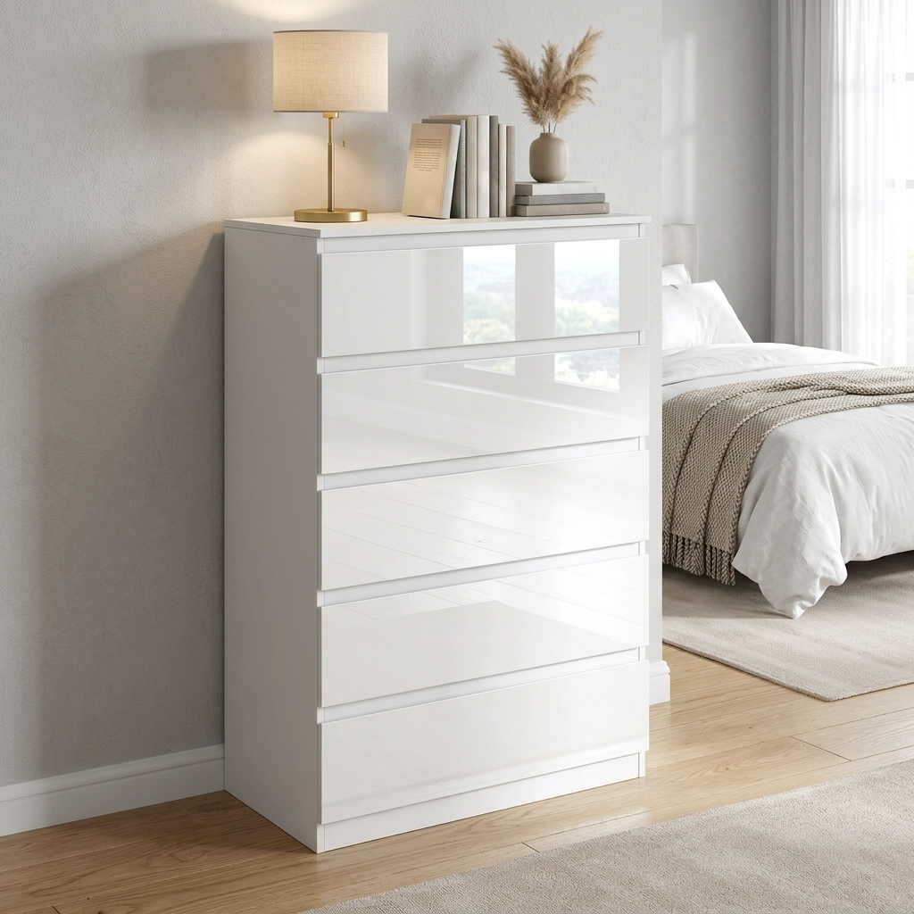 Soho 3 Door Wardrobe & 5 Drawer Chest High Gloss 3 Piece Bedroom Set