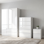 Soho 3 Door Wardrobe & 5 Drawer Chest High Gloss 3 Piece Bedroom Set