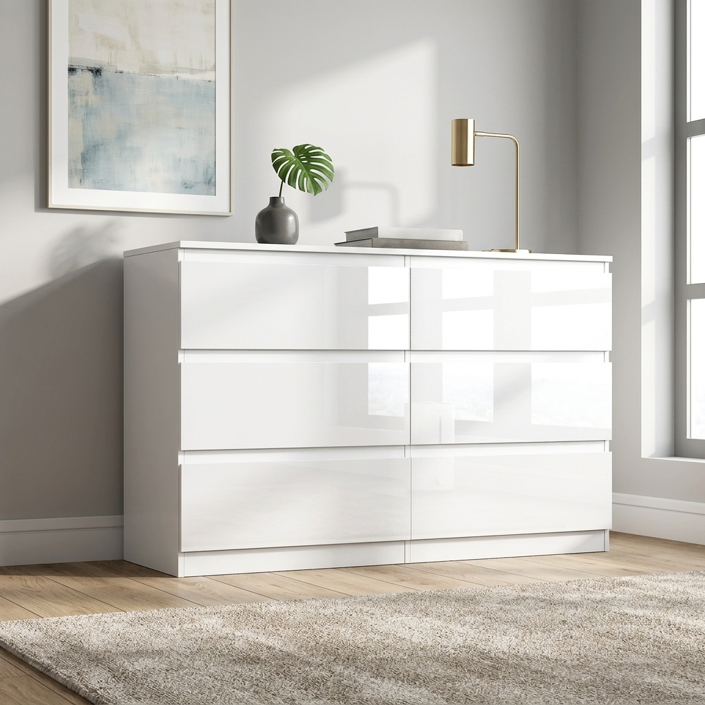 Soho 3 Door Wardrobe & 6 Drawer Chest High Gloss 3 Piece Bedroom Set