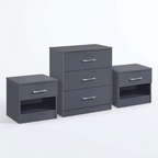 Highbury 3 Drawer Chest of Drawers & 1 Drawer Bedside 3 Piece Bedroom Set