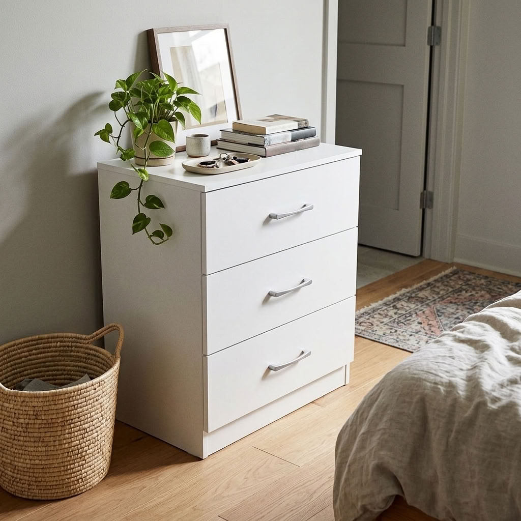Highbury 3 Drawer Chest of Drawers & 1 Drawer Bedside 3 Piece Bedroom Set