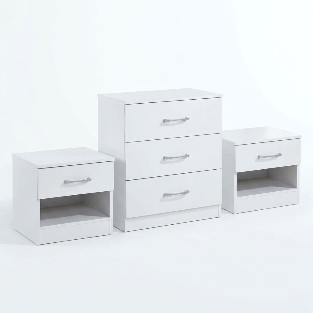 Highbury 3 Drawer Chest of Drawers & 1 Drawer Bedside 3 Piece Bedroom Set