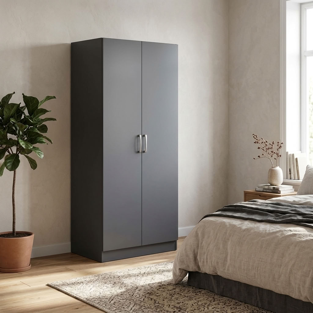 Highbury 2 Door Double Wardrobe & 1 Drawer Bedside 3 Piece Bedroom Set