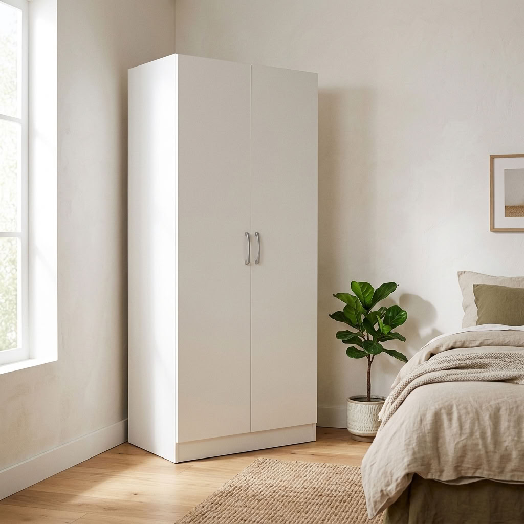 Highbury 2 Door Double Wardrobe & 1 Drawer Bedside 3 Piece Bedroom Set