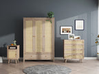Willow Rattan 3 Door Wardrobe 3 Piece Bedroom Set