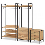 Alva Open Wardrobe with 2 Drawers 3 Piece Bedroom Set