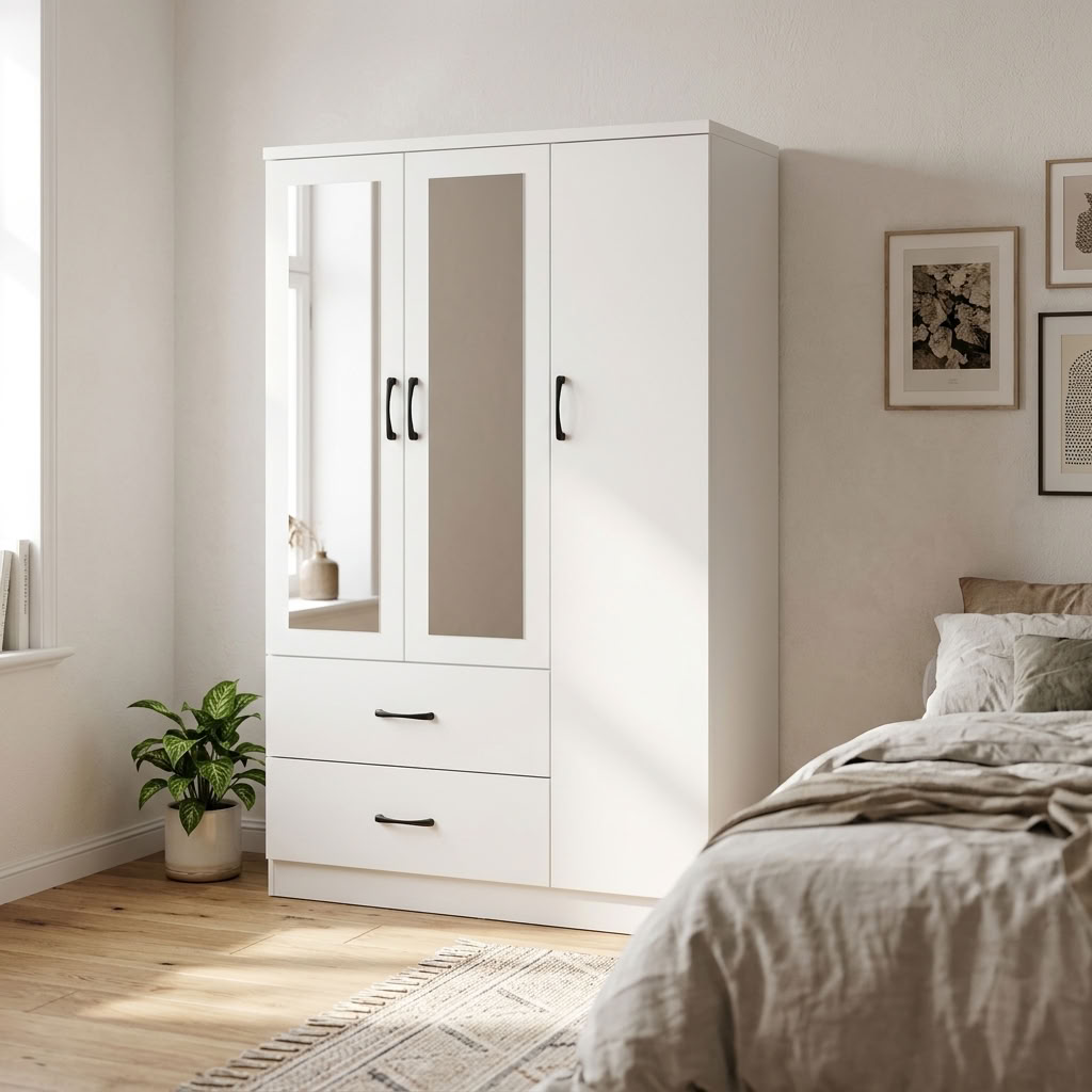 Paddington 3 Door 2 Drawer Mirrored Wardrobe