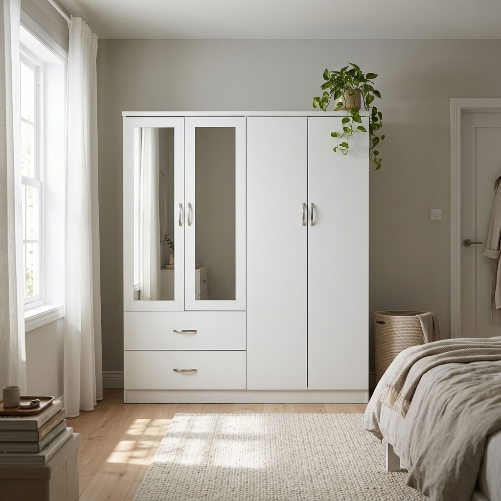 Paddington 4 Door 2 Drawer Mirrored Wardrobe