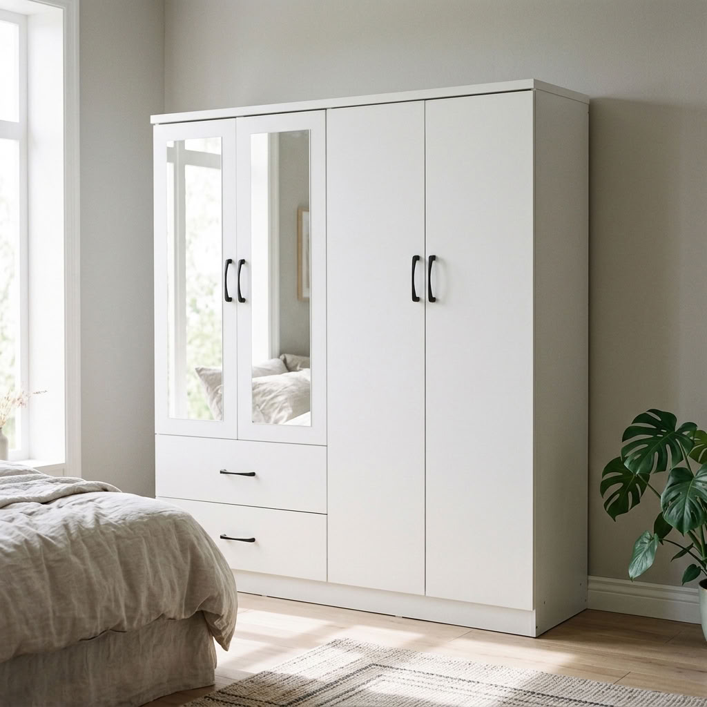 Paddington 4 Door 2 Drawer Mirrored Wardrobe