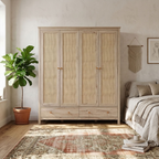 Willow Rattan 4 Door Wardrobe with 2 Drawers