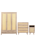 Willow Rattan 3 Door Wardrobe 3 Piece Bedroom Set