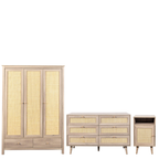 Willow Rattan 3 Door Wardrobe 3 Piece Bedroom Set