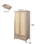 Willow Rattan 2 Door Double Wardrobe with 1 Drawer