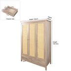 Willow Rattan 3 Door Triple Wardrobe with 2 Drawers