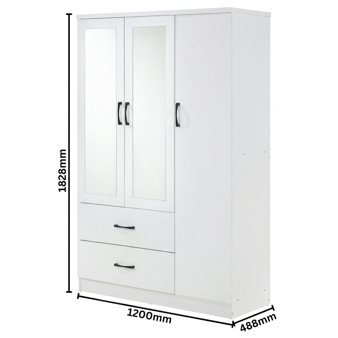 Paddington 3 Door Wardrobe & 3+2 Drawer Chest 4 Piece Bedroom Set