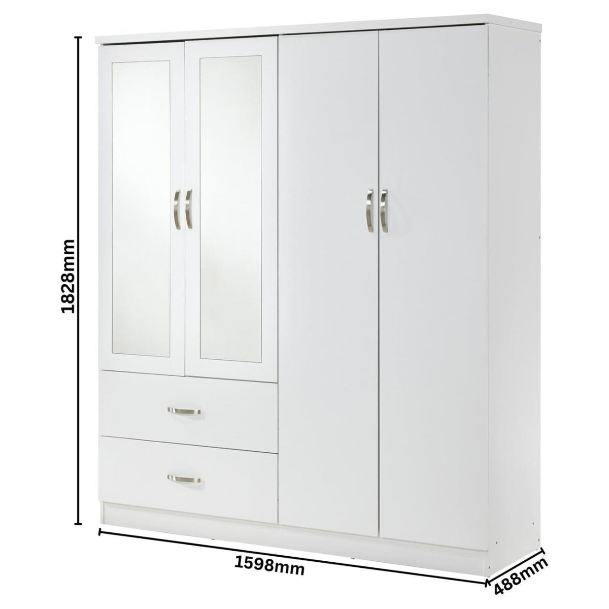 Paddington 4 Door Wardrobe & 3+2 Drawer Chest 3 Piece Bedroom Set