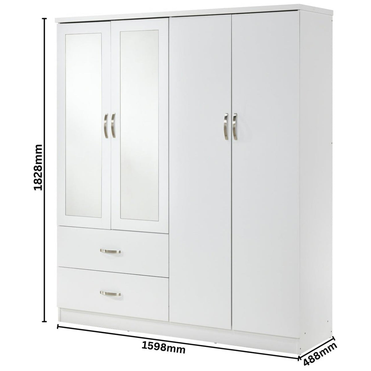 Paddington 4 Door Wardrobe & 7 Drawer Chest 3 Piece Bedroom Set
