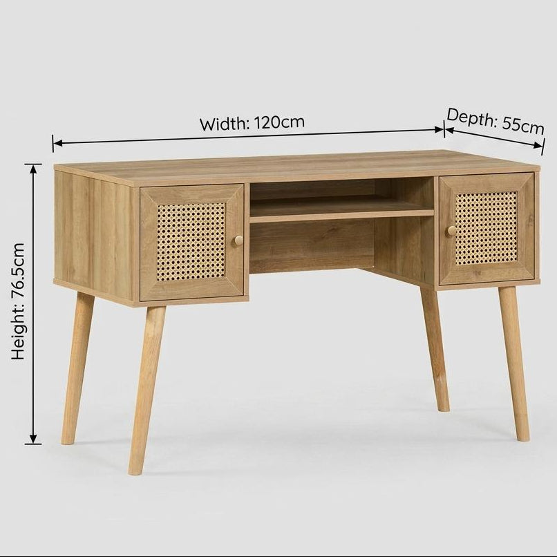 Manila 2 Door Rattan Compact Storage Desk