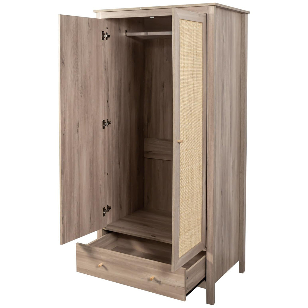 Willow Rattan 2 Door Wardrobe 3 Piece Bedroom Set