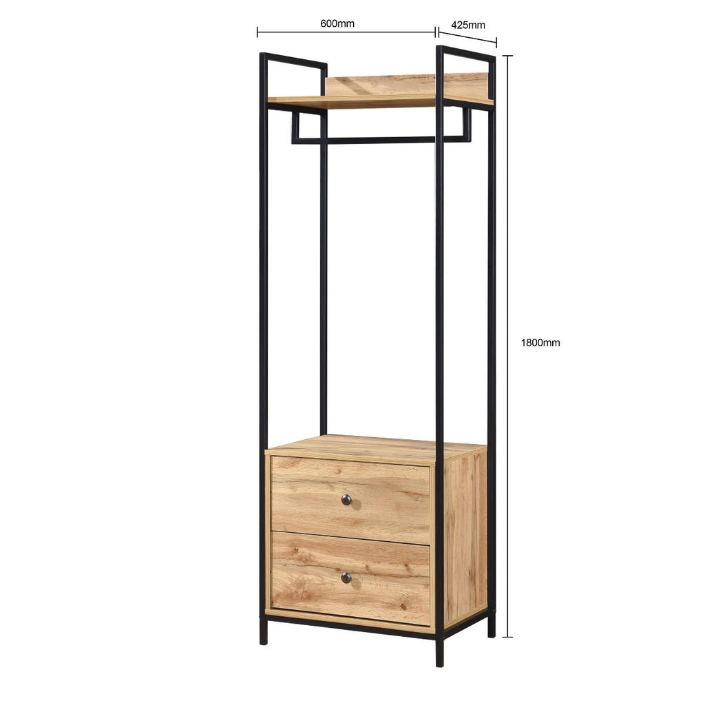 Alva Open Wardrobe Set with 2 Drawers & 4 Shelves