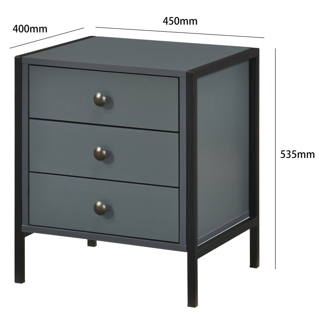 Alva 3 Drawer Bedside Table - Swish Furniture