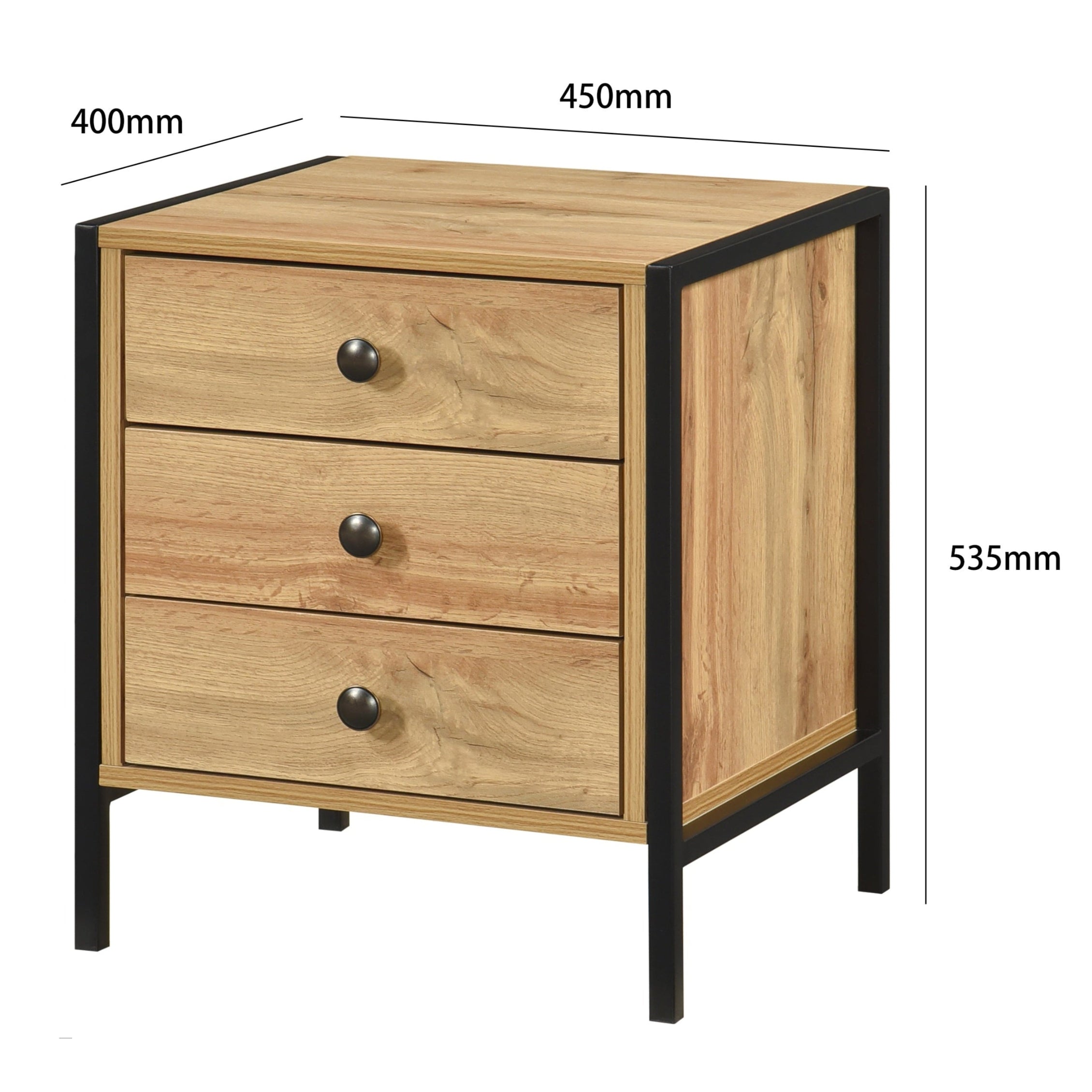 Alva 3 Drawer Bedside Table - Swish Furniture
