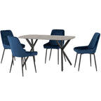 Athens Dining Set with 4 Avery Velvet Chairs - Seconique