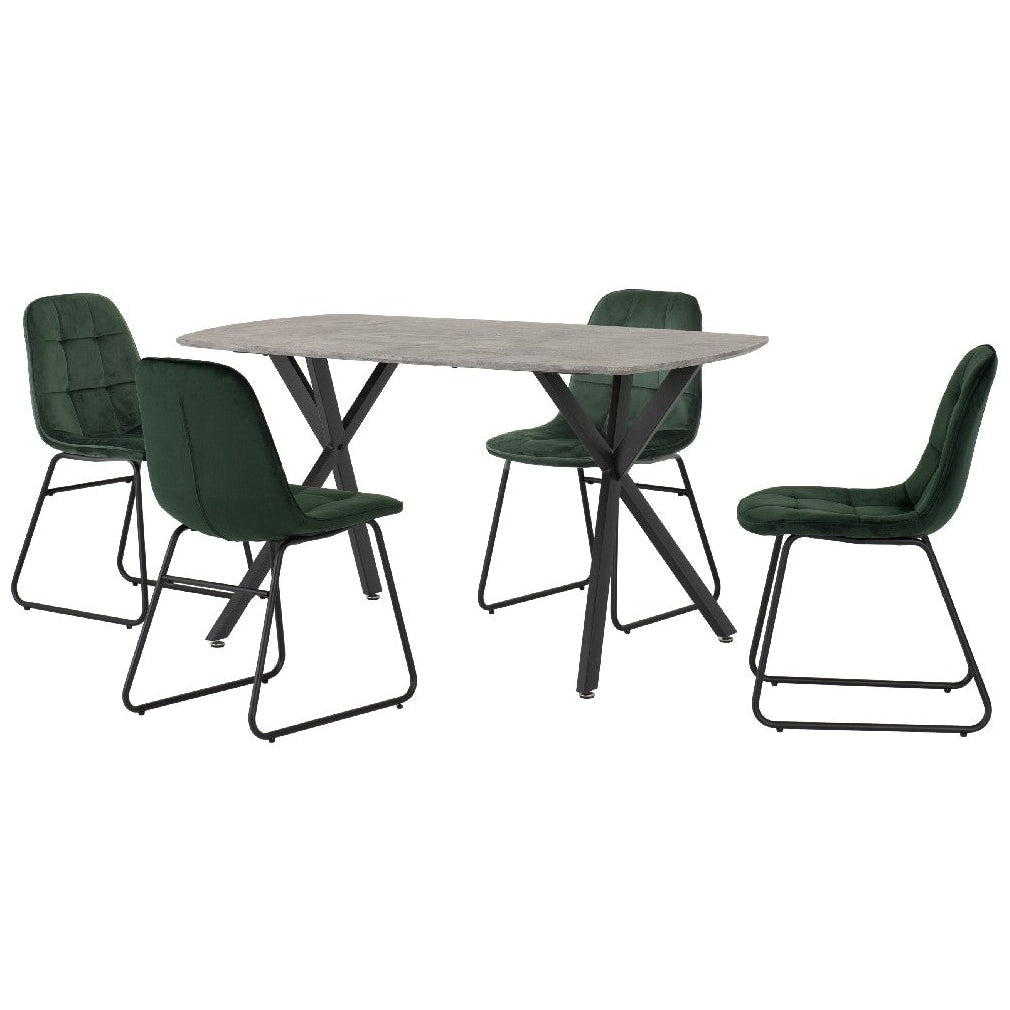 Athens Dining Set with 4 Lukas Velvet Chairs - Seconique